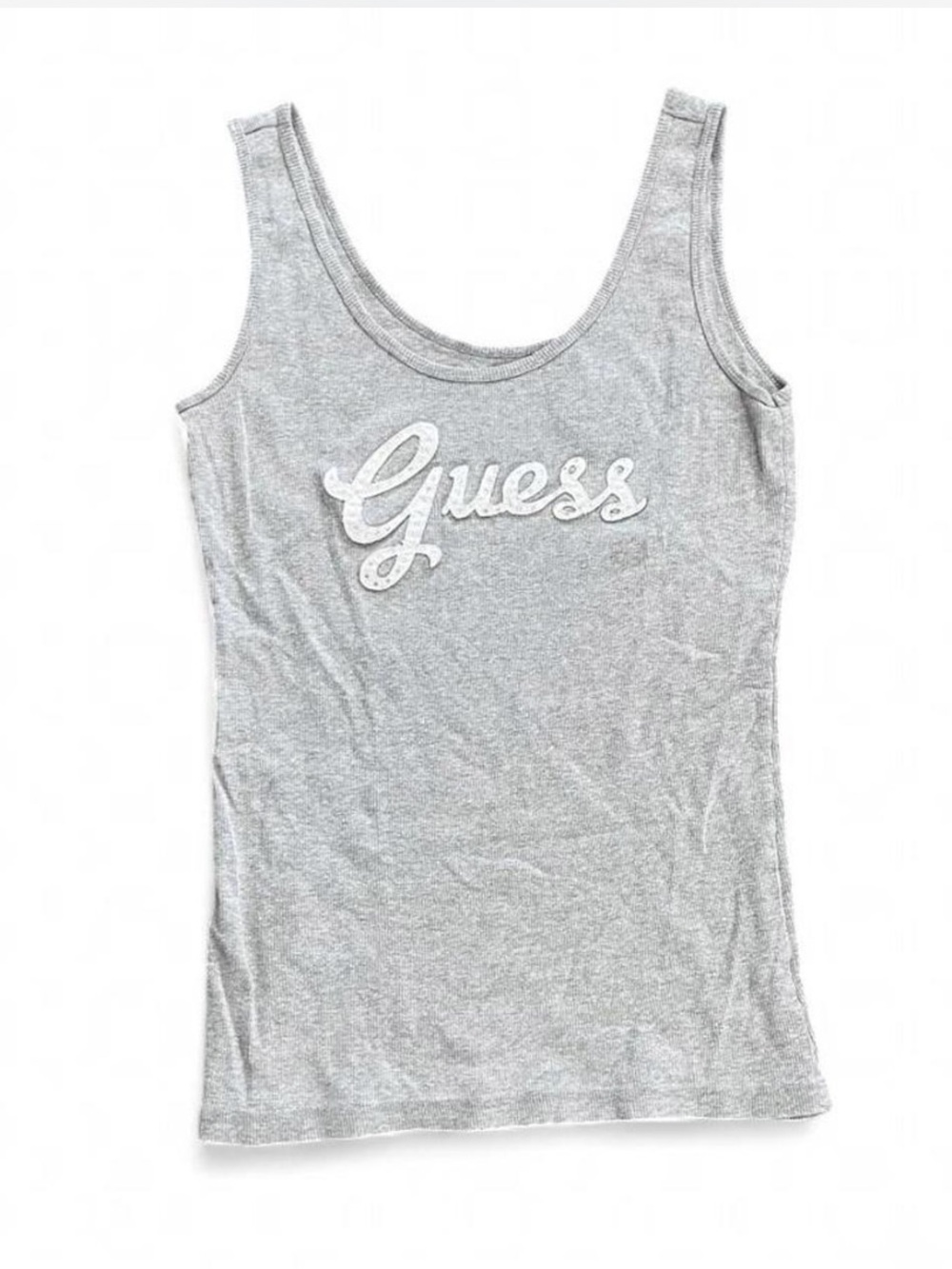 GUESS Light Gray Logo Scoop Tank